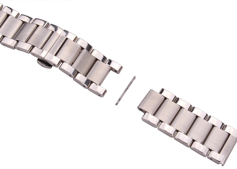 Butterfly Clasp Stainless Steel Universal Bracelet - Middle Brushed / 18mm / 20mm / 22mm