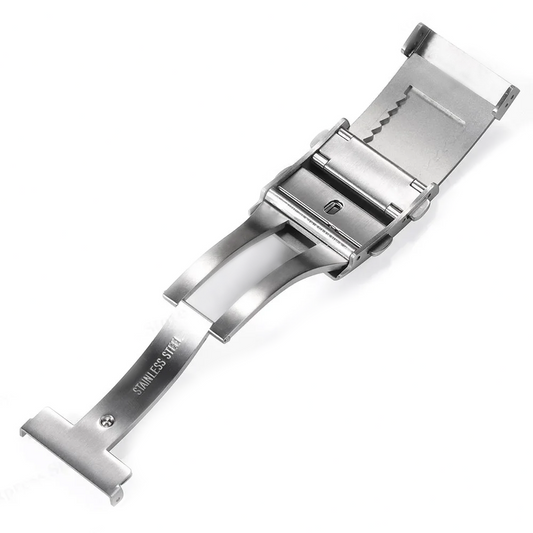 Brushed Stainless Steel Ratcheting Six Position Universal Clasp - Silver / 18mm / 20mm / 22mm