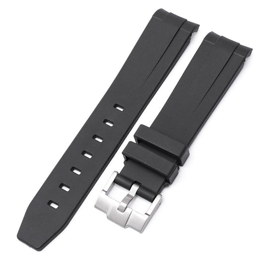 Curved End Rubber Watch Strap for MoonSwatch Speedmaster - Black