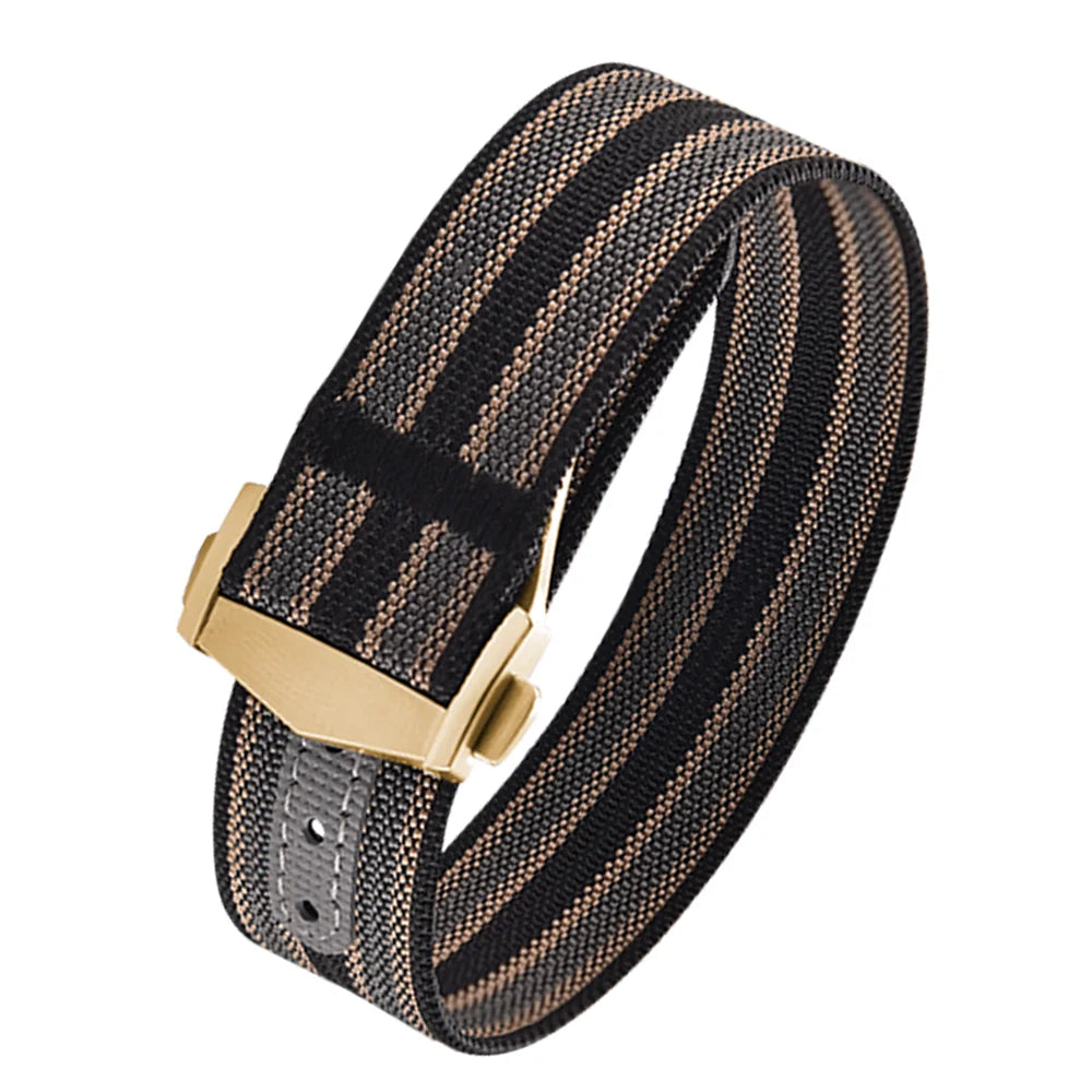 Executive Deployant Clasp Nylon Strap - Black Khaki Grey / 18mm / 20mm / 22mm