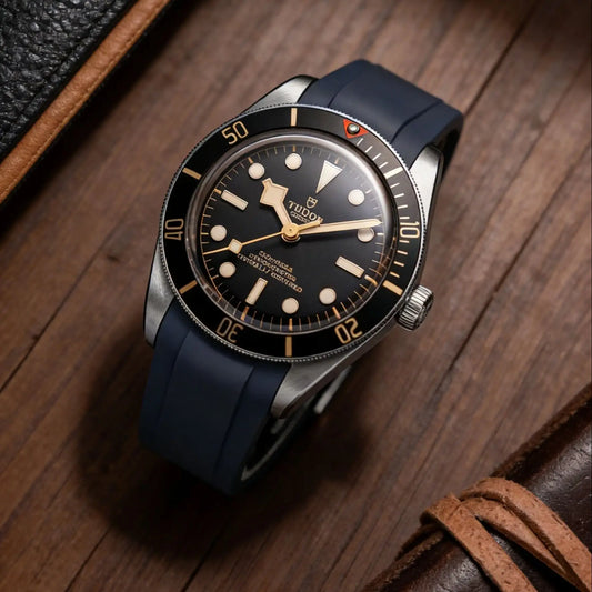 Premium Cut to Size FKM Rubber Strap For Tudor Black Bay 58 - Black