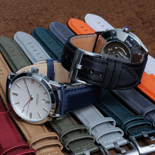 Premium Canvas Two Piece Universal Watch Strap - Black / 20mm / 22mm