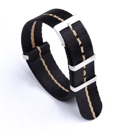 Premium Smooth Universal Nylon Strap - Black Khaki / 20mm / 22mm