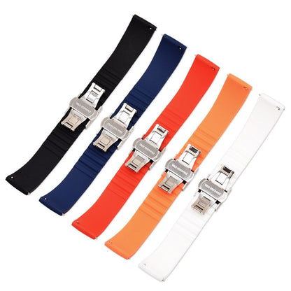 Silicone Butterfly Clasp Quick Release Universal Watch Strap - Red / 18mm / 20mm / 22mm