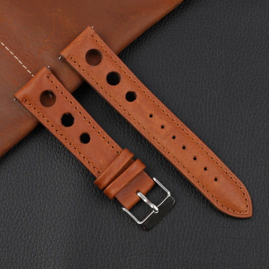 Genuine Leather Racing Style Universal Watch Strap - Light Brown / 18mm / 20mm / 22mm