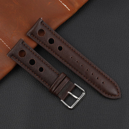 Genuine Leather Racing Style Universal Watch Strap - Coffee / 18mm / 20mm / 22mm