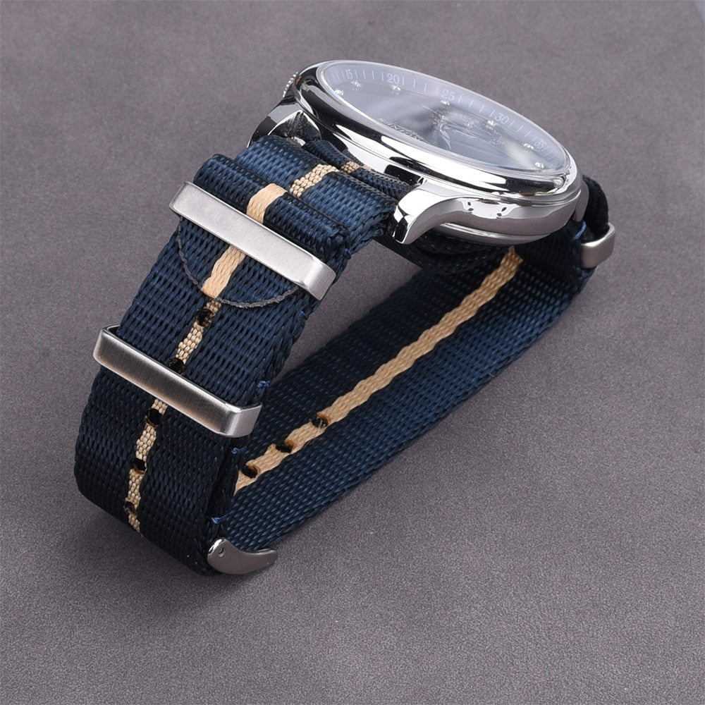 Premium Smooth Universal Nylon Strap - Black Blue Khaki / 20mm / 22mm