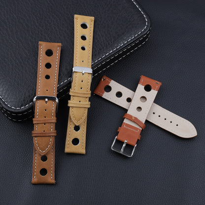 Genuine Leather Racing Style Universal Watch Strap - Coffee / 18mm / 20mm / 22mm