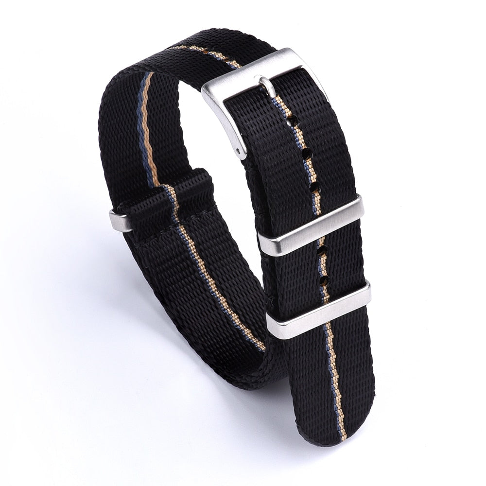 Premium Smooth Universal Nylon Strap - Black Blue Khaki / 20mm / 22mm