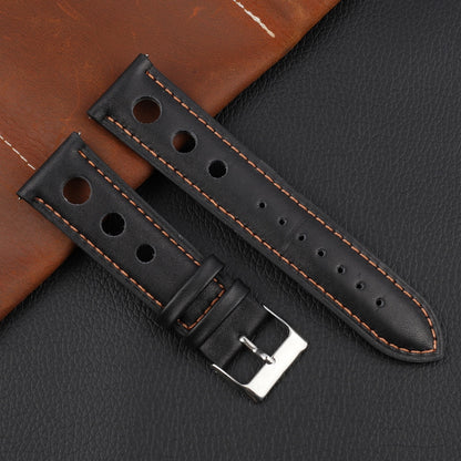 Genuine Leather Racing Style Universal Watch Strap - Back Orange / 18mm / 20mm / 22mm