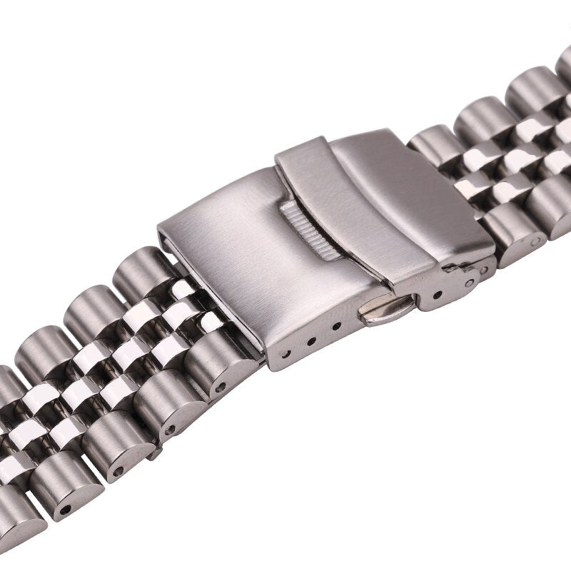 Stainless Steel J-Style Universal Watch Bracelet / 18mm / 20mm / 22mm / 24mm