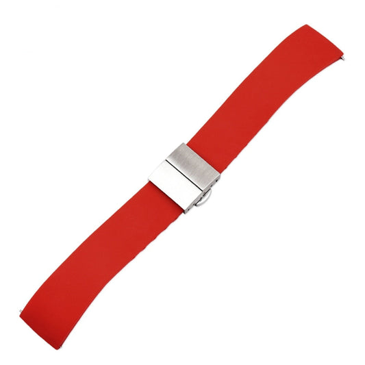 Silicone Butterfly Clasp Quick Release Universal Watch Strap - Red / 18mm / 20mm / 22mm
