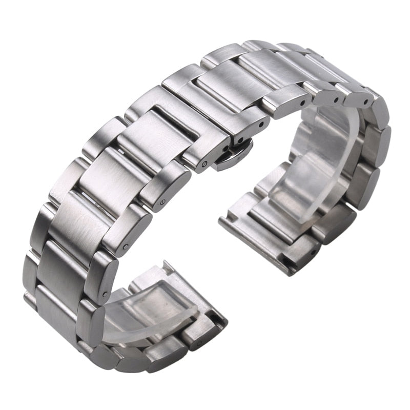 Butterfly Clasp Stainless Steel Universal Bracelet - Brushed / 18mm / 20mm / 22mm