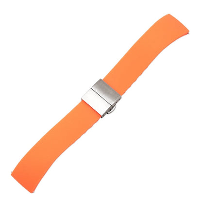 Silicone Butterfly Clasp Quick Release Universal Watch Strap - Orange / 18mm / 20mm / 22mm