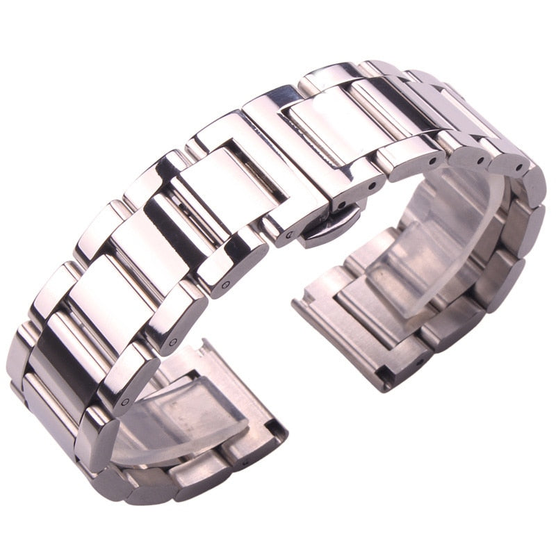 Butterfly Clasp Stainless Steel Universal Bracelet - Polished / 18mm / 20mm / 22mm