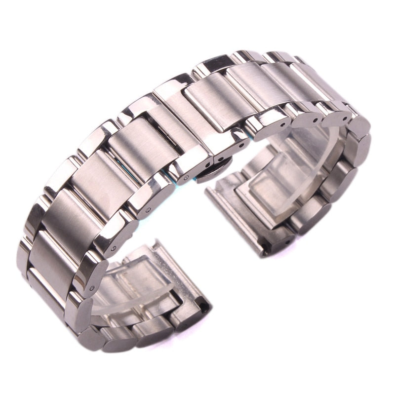 Butterfly Clasp Stainless Steel Universal Bracelet - Middle Brushed / 18mm / 20mm / 22mm