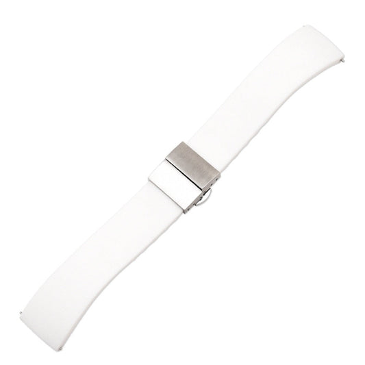 Silicone Butterfly Clasp Quick Release Universal Watch Strap - White / 18mm / 20mm / 22mm