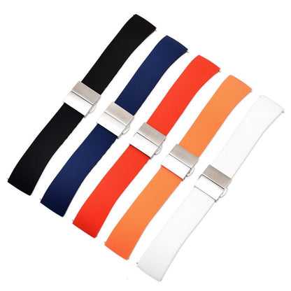 Silicone Butterfly Clasp Quick Release Universal Watch Strap - Black / 18mm / 20mm / 22mm