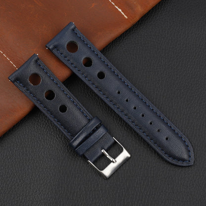 Genuine Leather Racing Style Universal Watch Strap - Blue / 18mm / 20mm / 22mm
