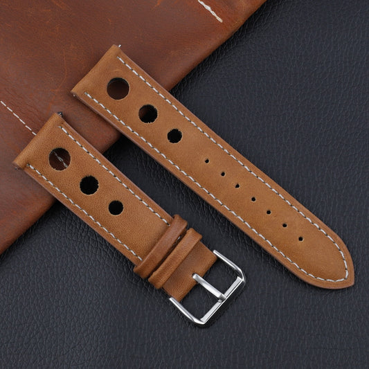 Genuine Leather Racing Style Universal Watch Strap - Brown / 18mm / 20mm / 22mm