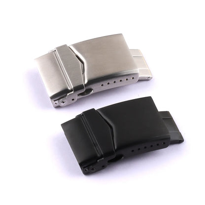 Brushed Stainless Steel Universal Watch Clasp - Black / 18mm / 20mm / 22mm