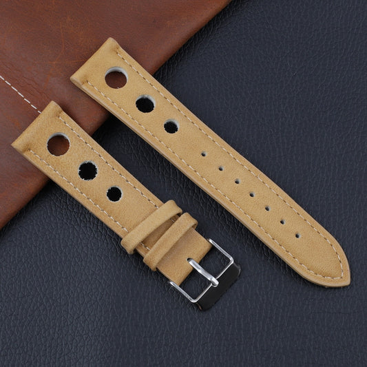 Genuine Leather Racing Style Universal Watch Strap - Tan / 18mm / 20mm / 22mm
