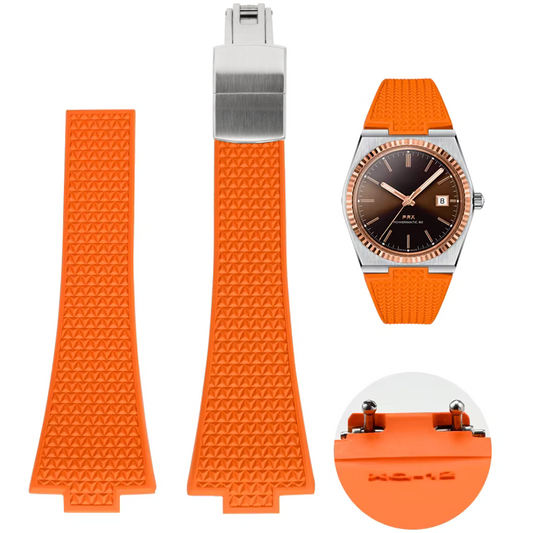 Premium FKM Rubber Strap with Butterfly Clasp For Tissot PRX (40/35mm) - Orange