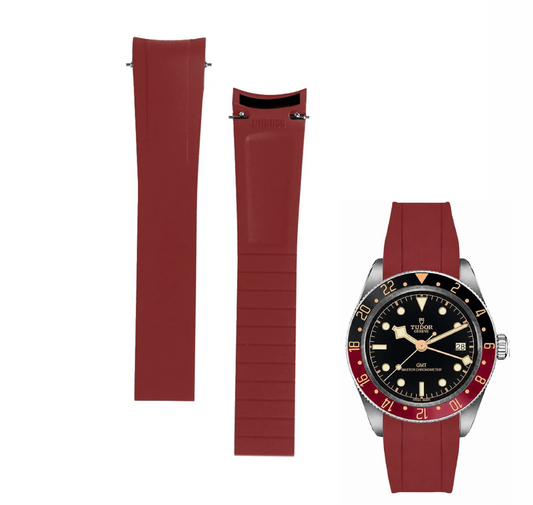 Premium Cut to Size FKM Rubber Strap For Tudor Black Bay 58 - Red