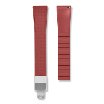 Crosshatch Cut to Size FKM Rubber Strap - Red 18mm / 19mm / 20mm / 21mm / 22mm