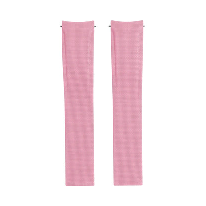 Textile Curved Cut to Size FKM Rubber Strap - Pink 20mm / 21mm / 22mm