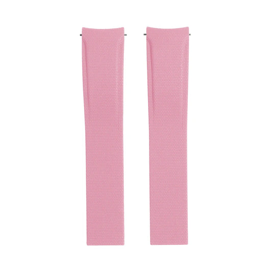 Textile Curved Cut to Size FKM Rubber Strap - Pink 20mm / 21mm / 22mm