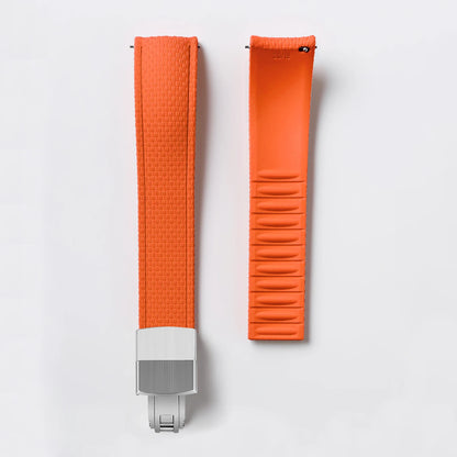 Loom Curved End Cut to Size FKM Rubber Strap - Orange 18mm / 19mm / 20mm / 21mm / 22mm / 24mm
