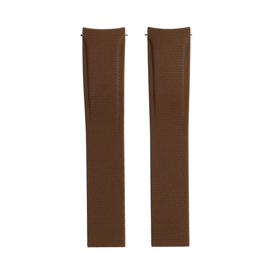 Textile Curved Cut to Size FKM Rubber Strap - Brown 20mm / 21mm / 22mm