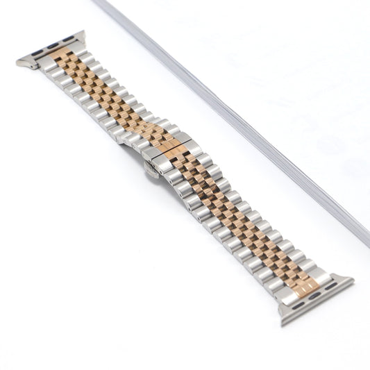 Jubilee Stainless Steel Bracelet for Apple Watch - Silver/Rose Gold