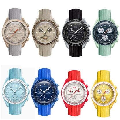 Curved End Rubber Textured Strap for MoonSwatch/Speedmaster - Red