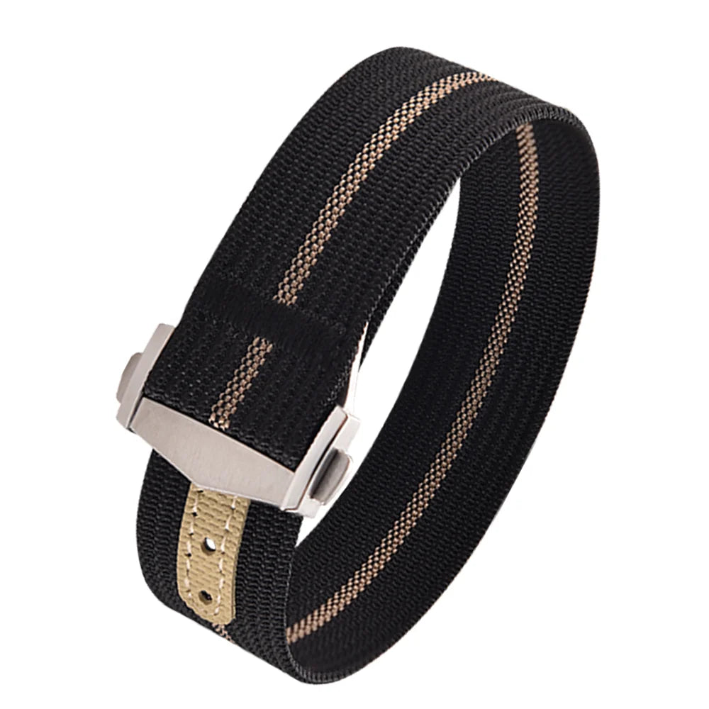 Executive Deployant Clasp Nylon Strap - Black Khaki / 18mm / 20mm / 22mm
