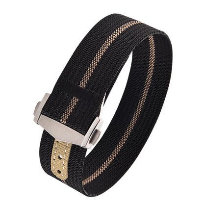 Executive Deployant Clasp Nylon Strap - Black Khaki / 18mm / 20mm / 22mm