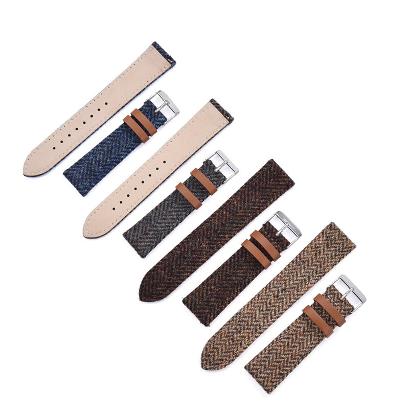 Wool Weave Two Piece Universal Watch Strap - Khaki / 18mm / 20mm / 22mm