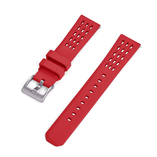 Premium Quick Release FKM Rubber Universal Watch Strap - Red / 20mm / 22mm