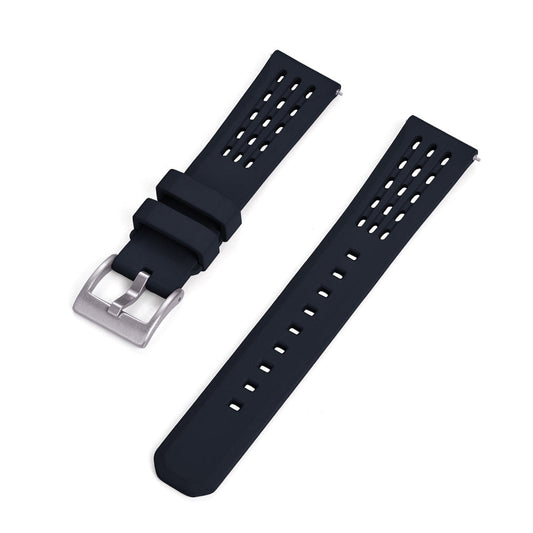 Premium Quick Release FKM Rubber Universal Watch Strap - Black / 20mm / 22mm