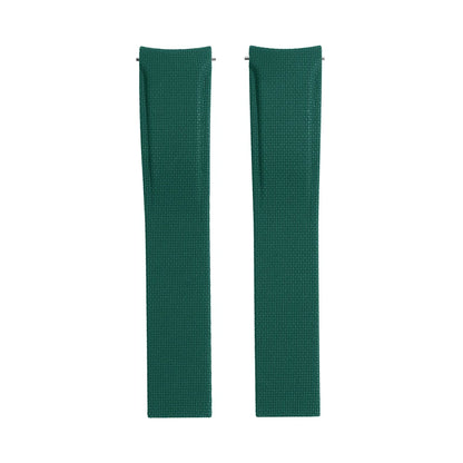 Textile Curved Cut to Size FKM Rubber Strap - Green 20mm / 21mm / 22mm