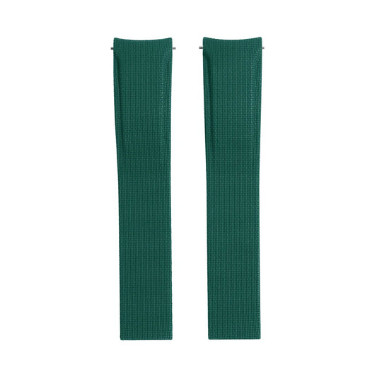 Textile Curved Cut to Size FKM Rubber Strap - Green 20mm / 21mm / 22mm
