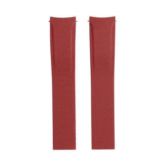 Textile Curved Cut to Size FKM Rubber Strap - Red 20mm / 21mm / 22mm