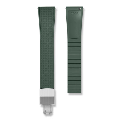 Crosshatch Cut to Size FKM Rubber Strap - Green 18mm / 19mm / 20mm / 21mm / 22mm