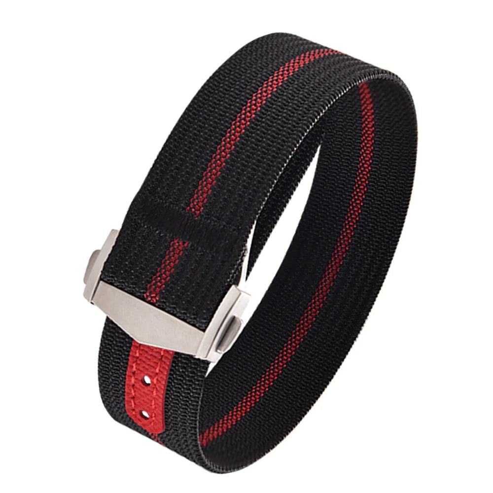 Executive Deployant Clasp Nylon Strap - Black Red / 18mm / 20mm / 22mm