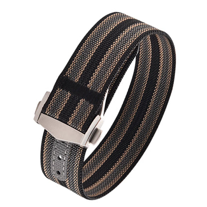 Executive Deployant Clasp Nylon Strap - Black Khaki Grey / 18mm / 20mm / 22mm