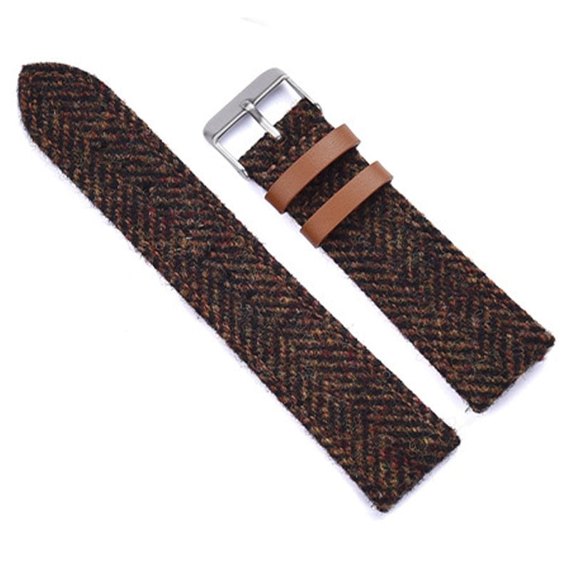 Wool Weave Two Piece Universal Watch Strap - Brown / 18mm / 20mm / 22mm