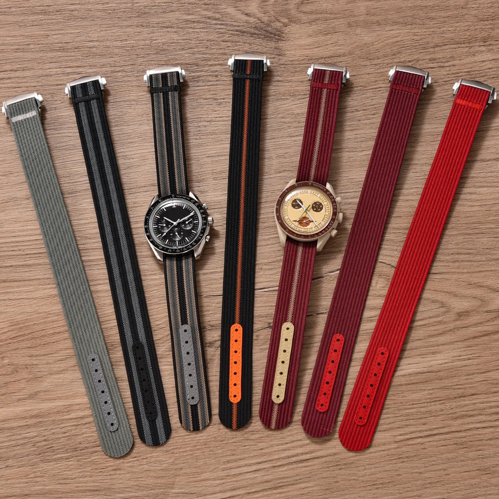 Executive Deployant Clasp Nylon Strap - Black Khaki / 18mm / 20mm / 22mm