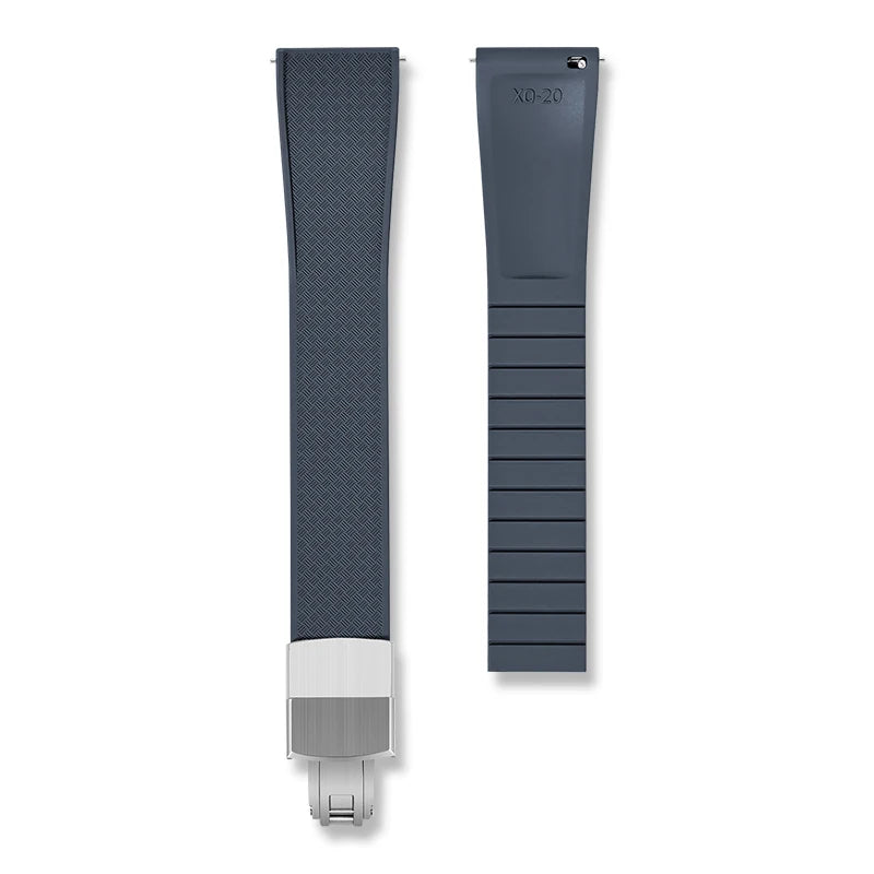 Crosshatch Cut to Size FKM Rubber Strap - Blue 18mm / 19mm / 20mm / 21mm / 22mm