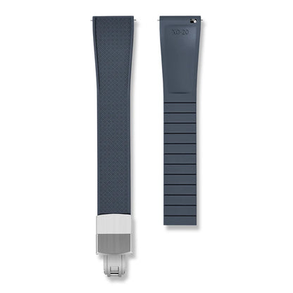 Crosshatch Cut to Size FKM Rubber Strap - Blue 18mm / 19mm / 20mm / 21mm / 22mm